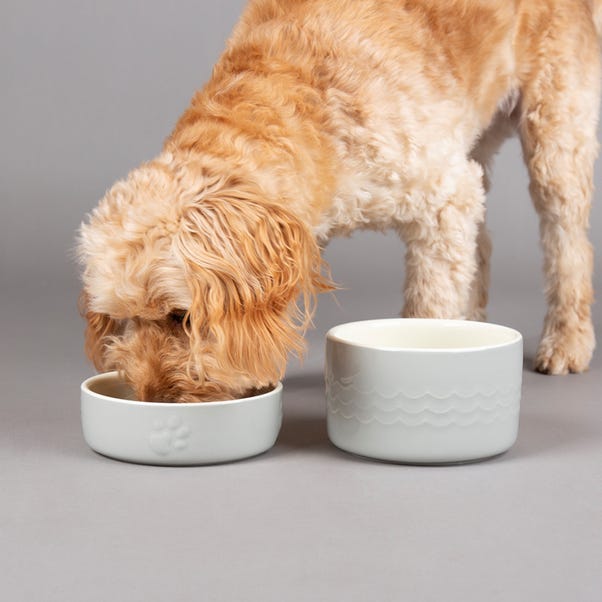 Scruffs Set of 2 Medium Icon Dog Bowls Light Grey