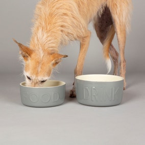 Scruffs Set of 2 Large Grey Food and Drink Dog Bowls