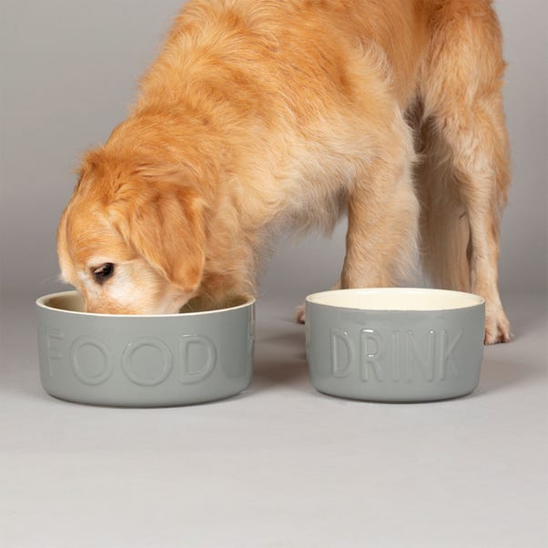 Scruffs Set of 2 Extra Large Grey Food and Drink Dog Bowls image 1 of 3