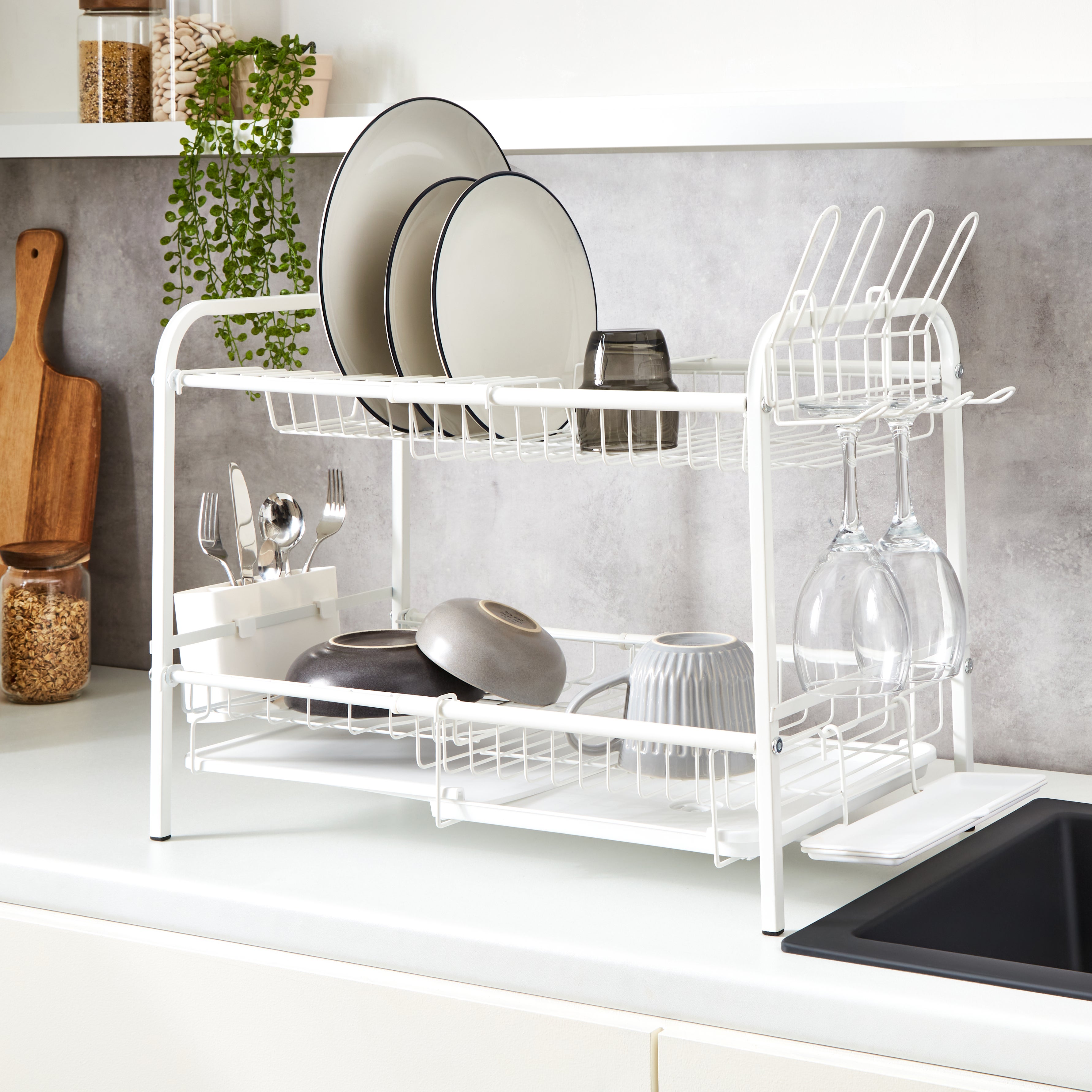 2 Tiers Retractable Large Over The Sink Dish Drying Rack, for All