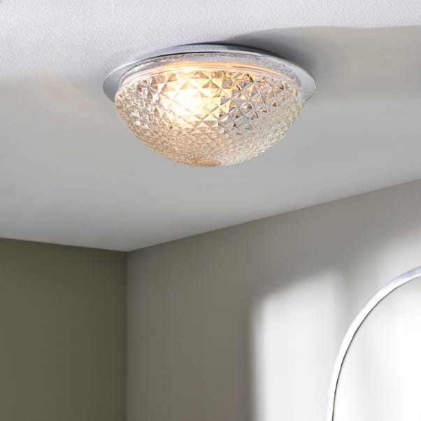 Tropic Faceted Dome Flush Bathroom Ceiling Light image 1 of 7
