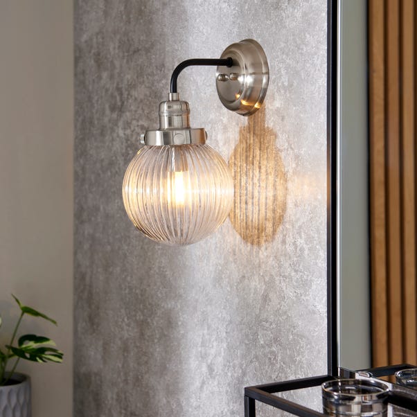 Broden Ribbed Chrome Wall Light image 1 of 7