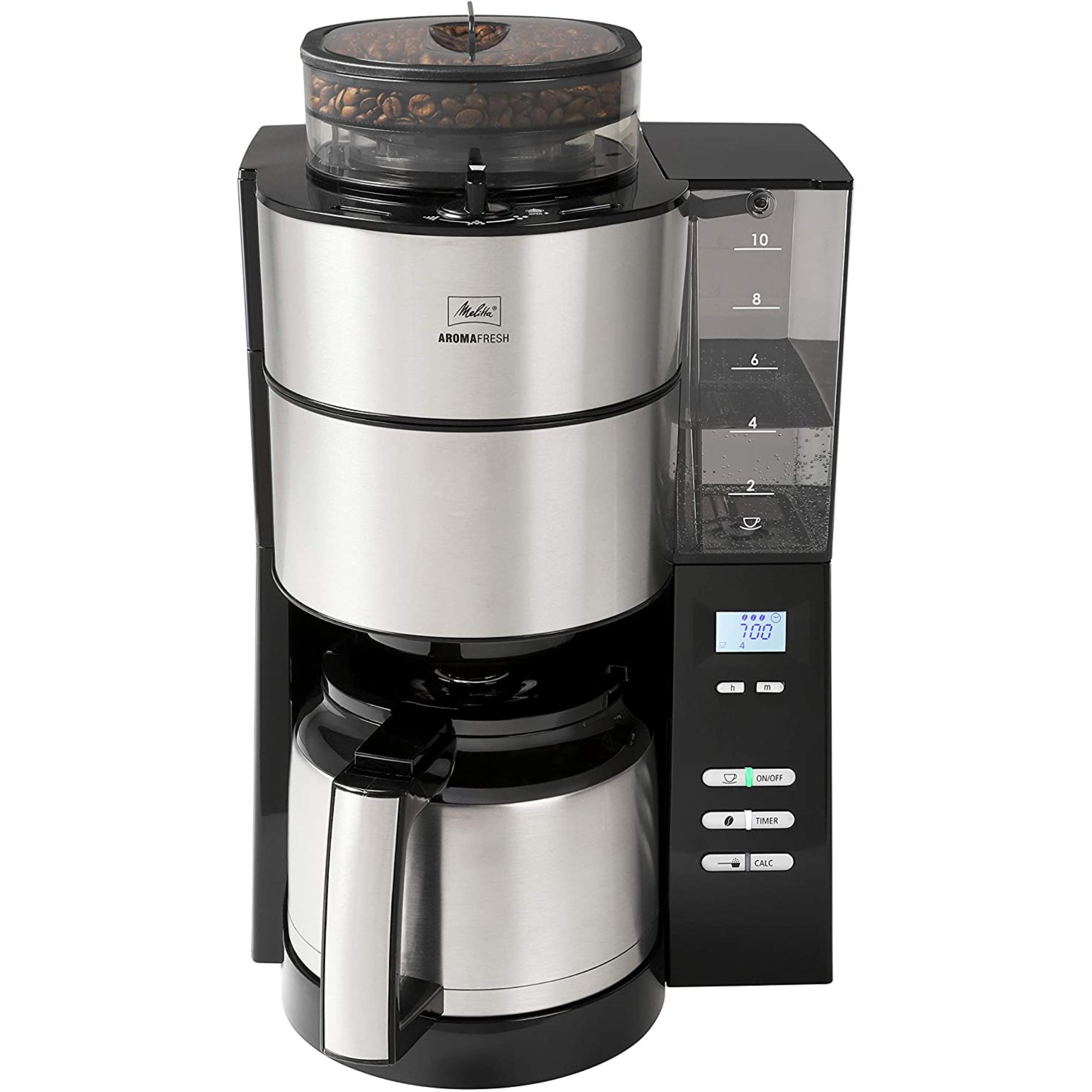 Melitta Aromafresh Grind & Brew Thermal Filter Coffee Machine Black/Silver