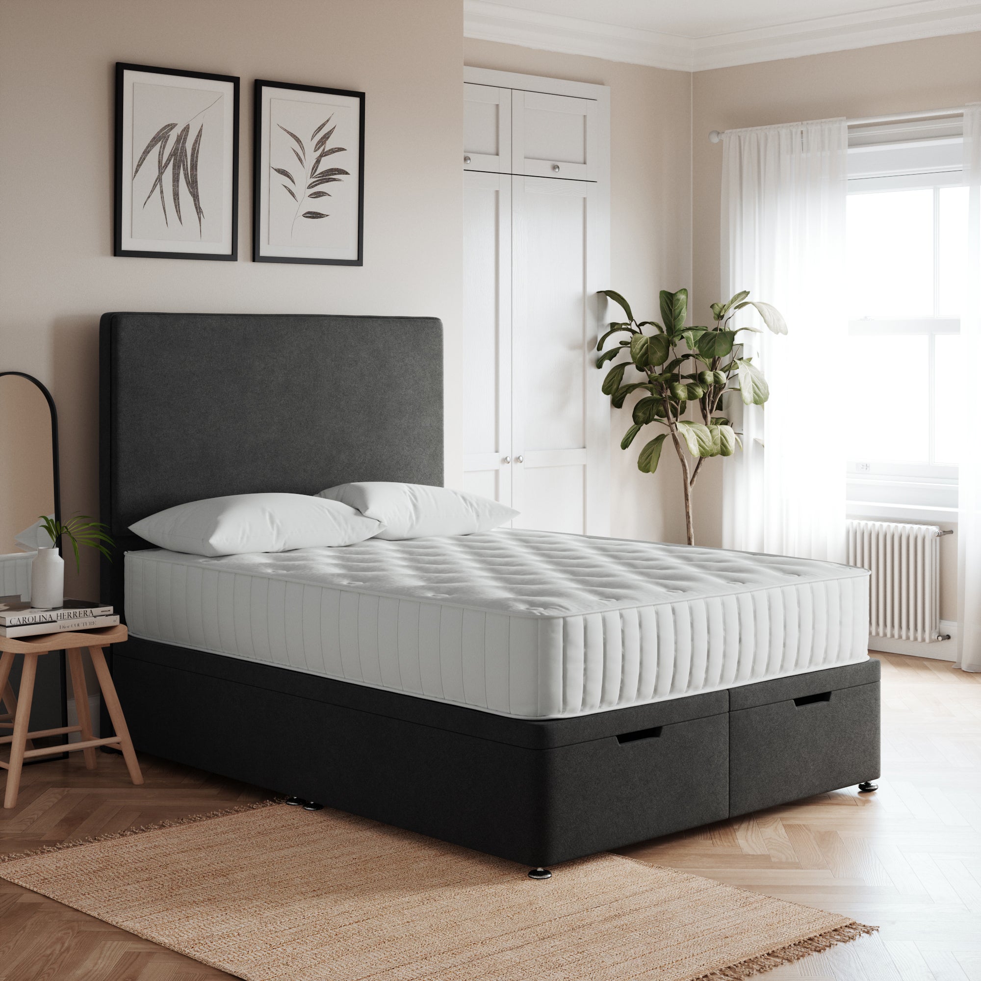 Luxury End Ottoman Bed Frame, Tweed