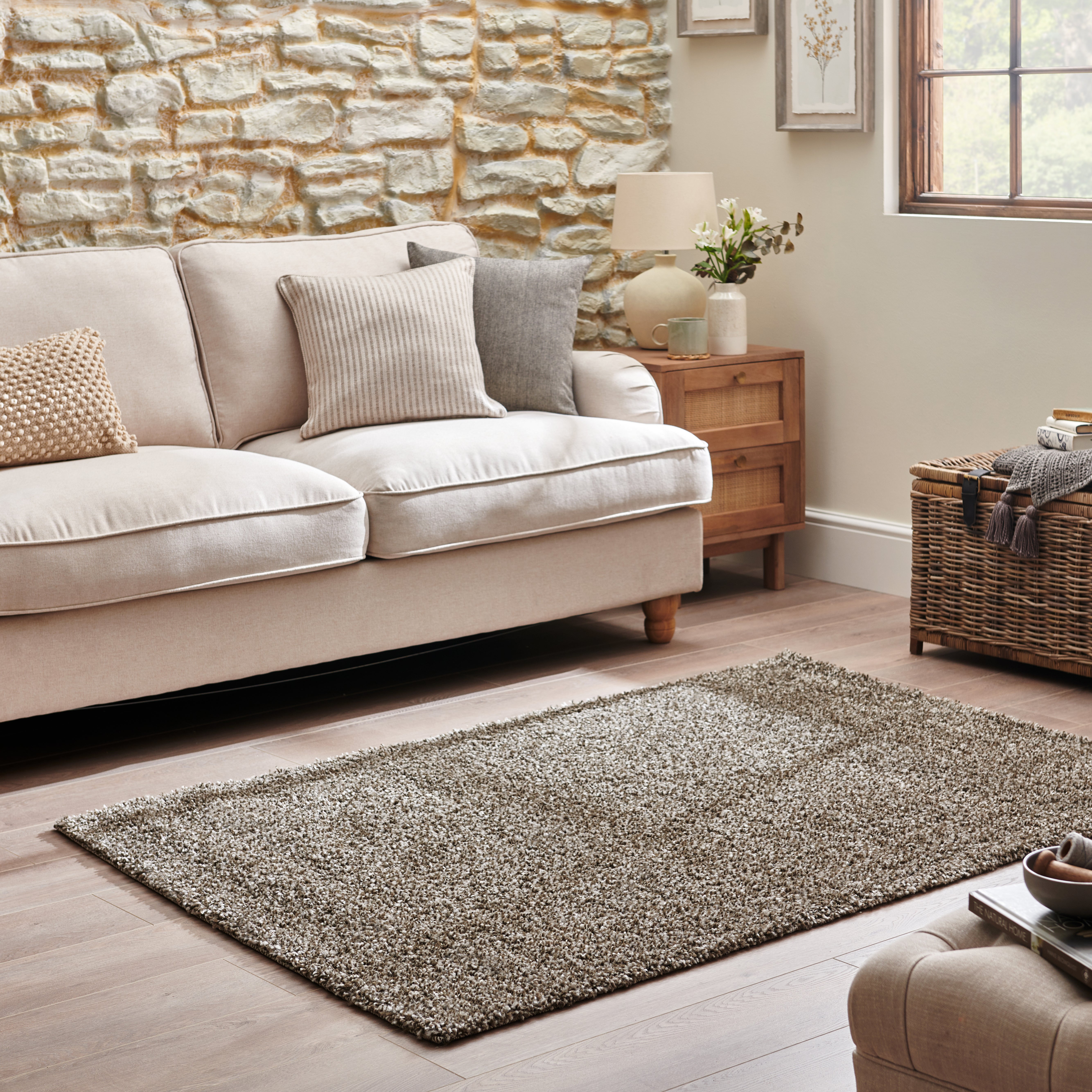 Lila Shaggy Rug Taupe