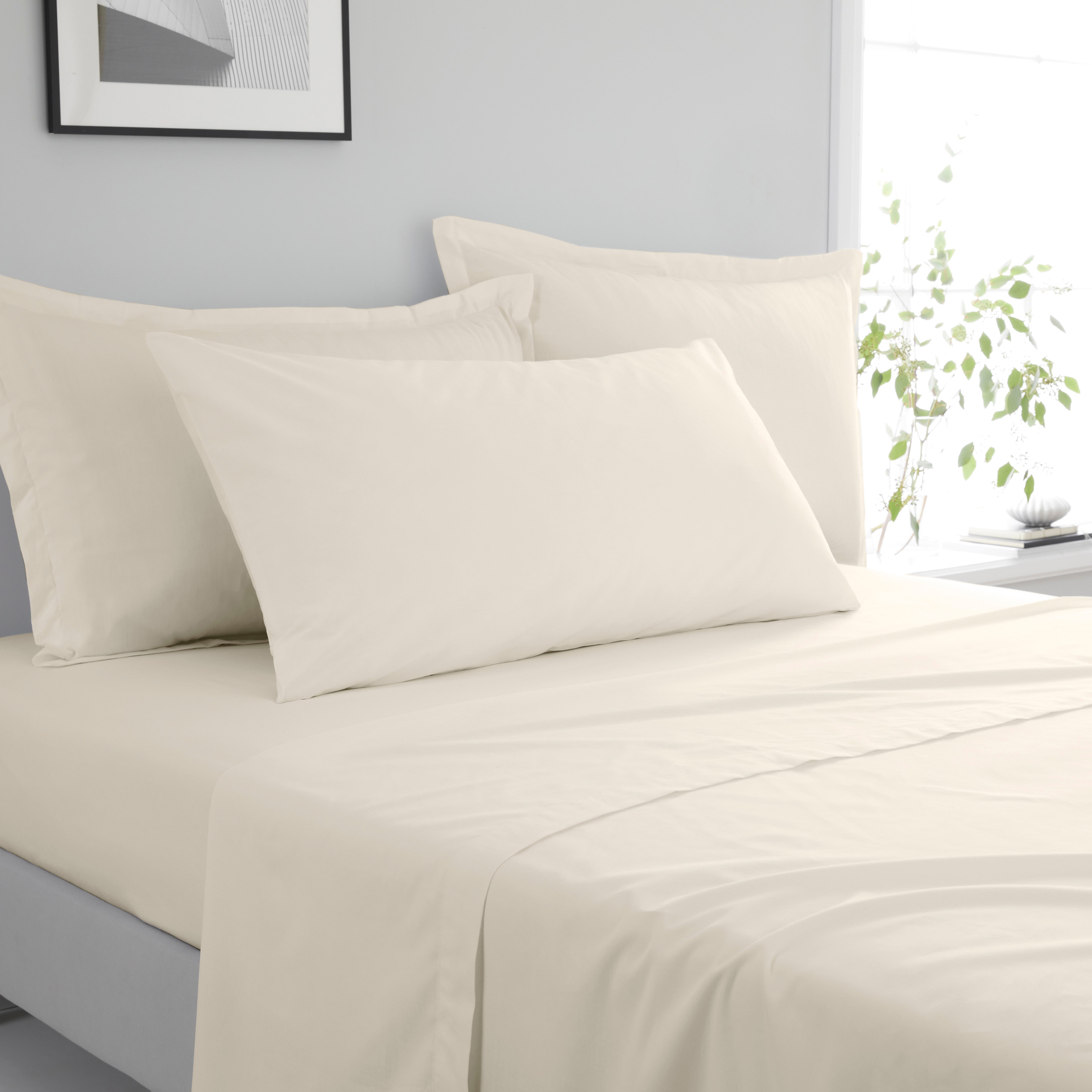 Pure Cotton Kingsize Pillowcase Pair White Sand