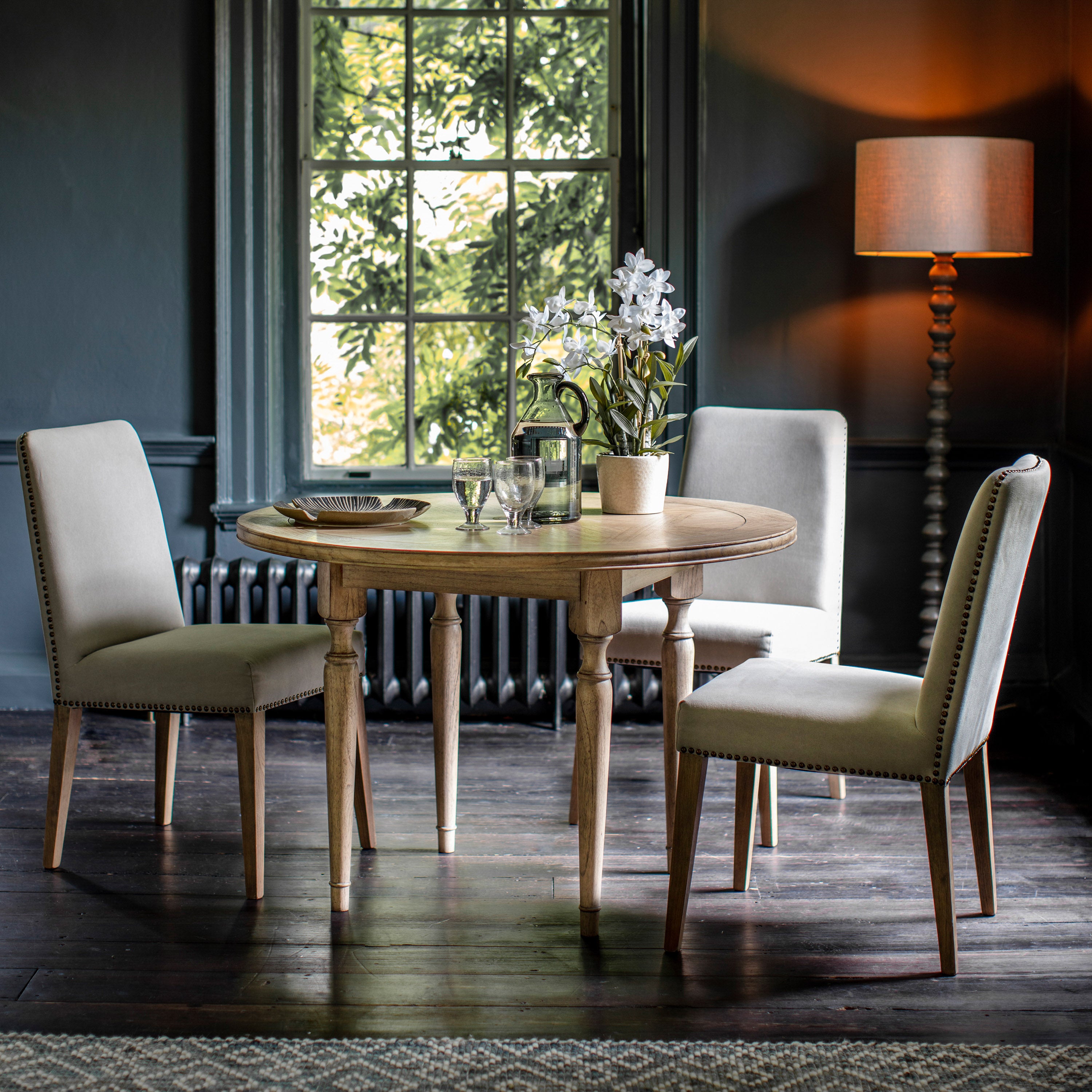 Photos - Dining Table Round Chester 4 Seater  , Solid Oak Brown 