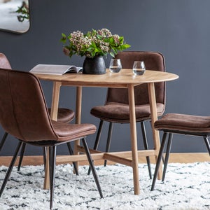 Cedar & Sage Hinton 4 Seater Round Dining Table- Oak
