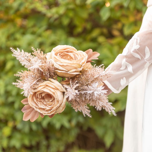 Artificial  Dried Look Rose and Pampas Bouquet image 1 of 4