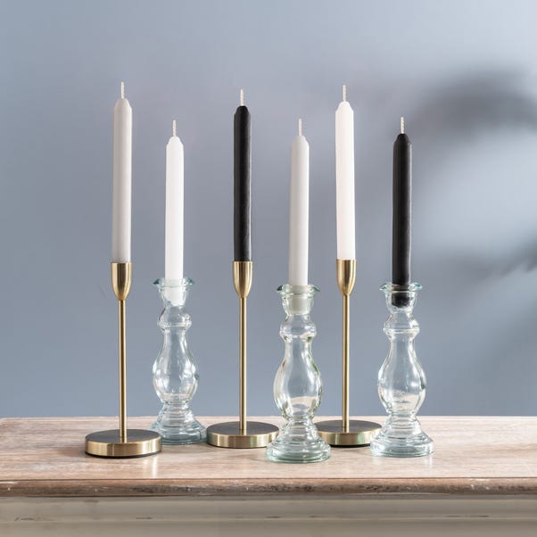 Set of 6 Monochrome Taper Candles image 1 of 3