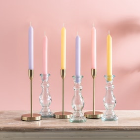 Set of 6 Coloured Taper Candles