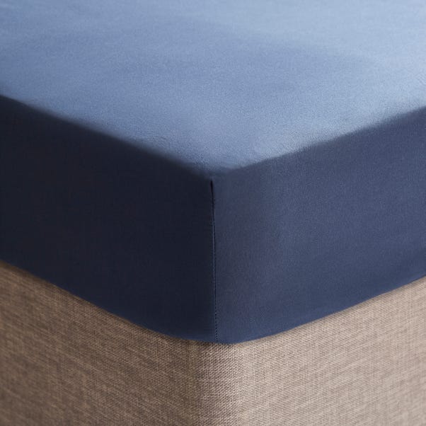 Super Soft Plain Navy 28cm Fitted Sheet  undefined