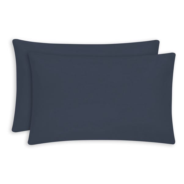 Super Soft Microfibre Plain Standard Pillowcase Pair Navy (Blue)