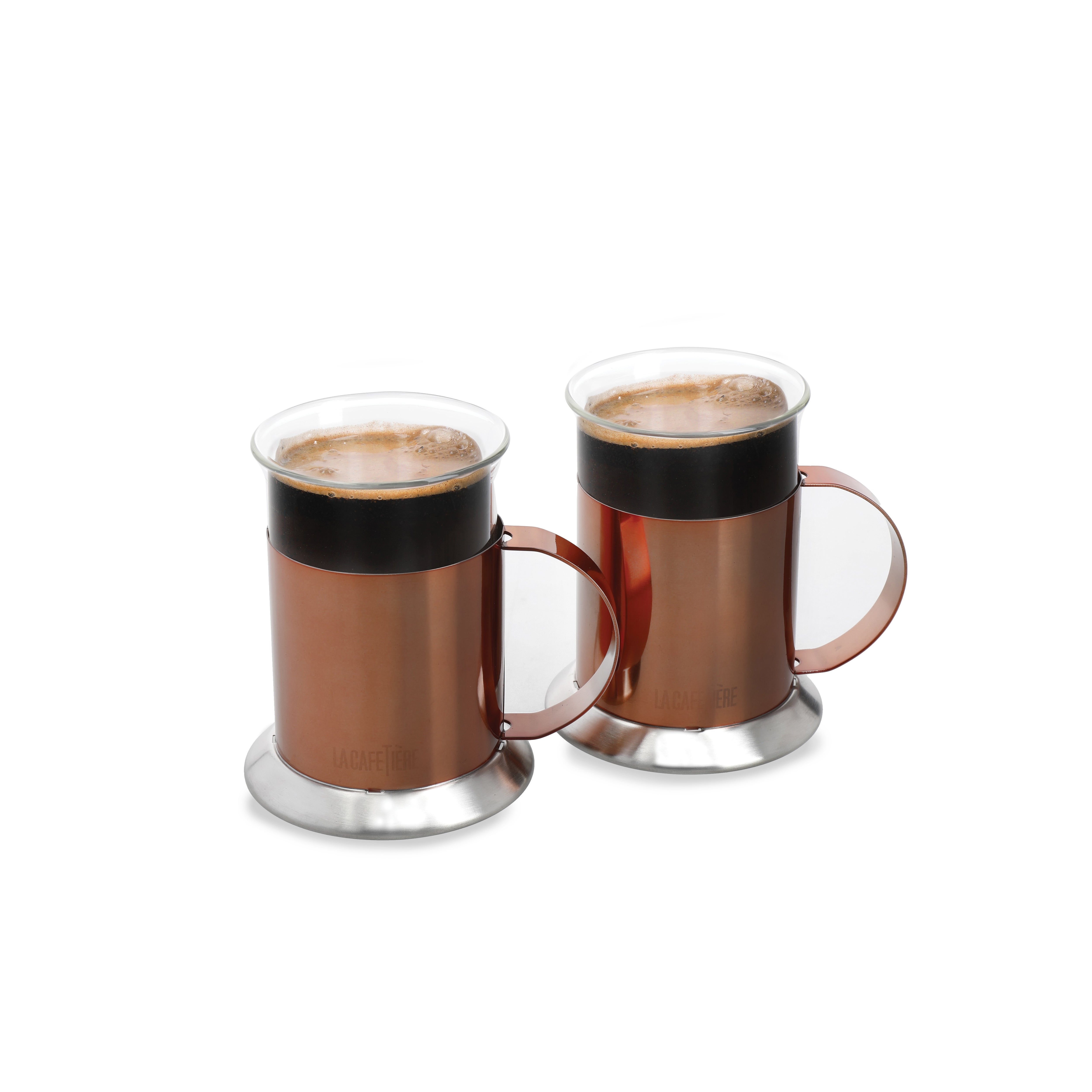 Photos - Mug / Cup La Cafetiere Set of 2  Copper Coffee Mugs Brown/Black 