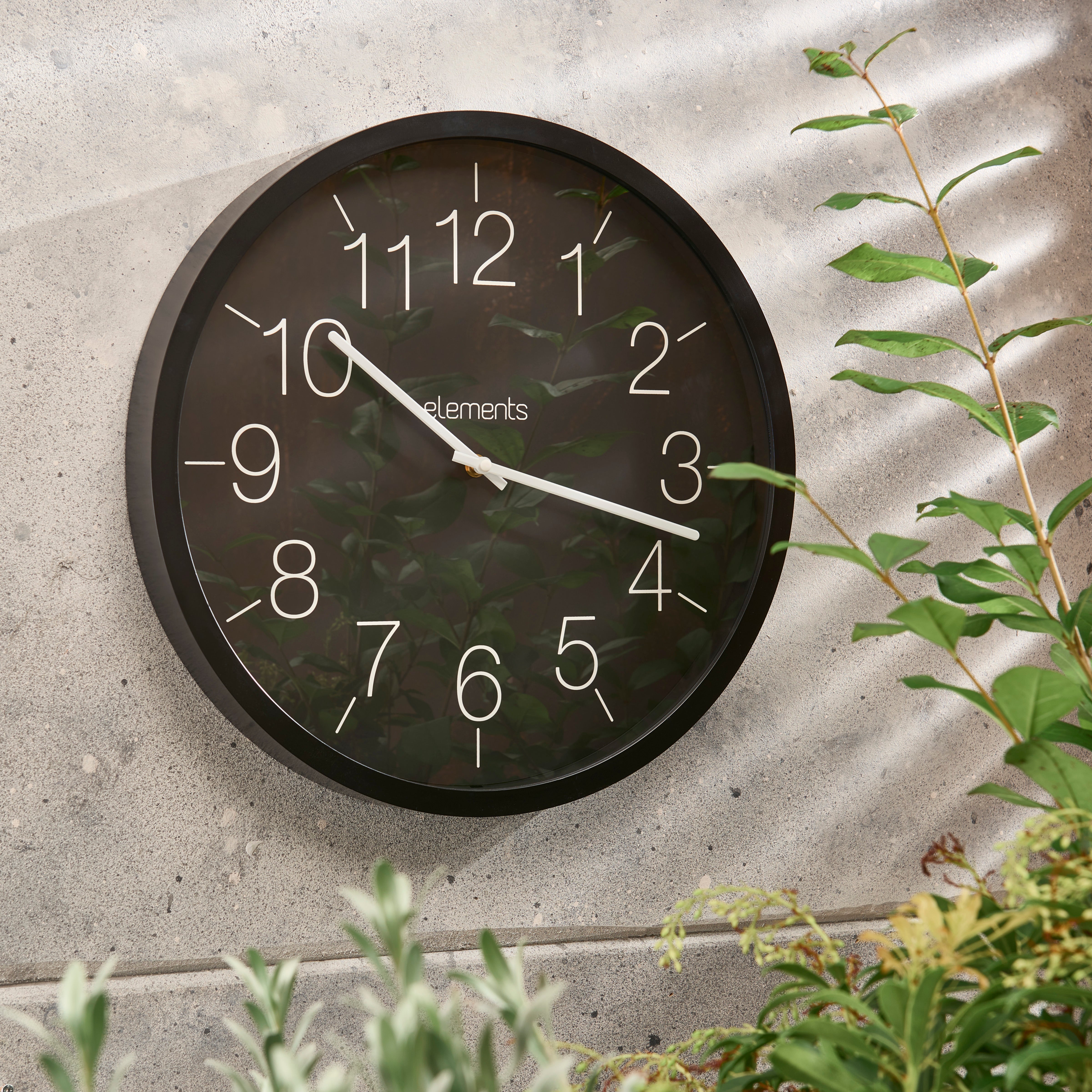 Elements Black Indoor Outdoor Wall Clock