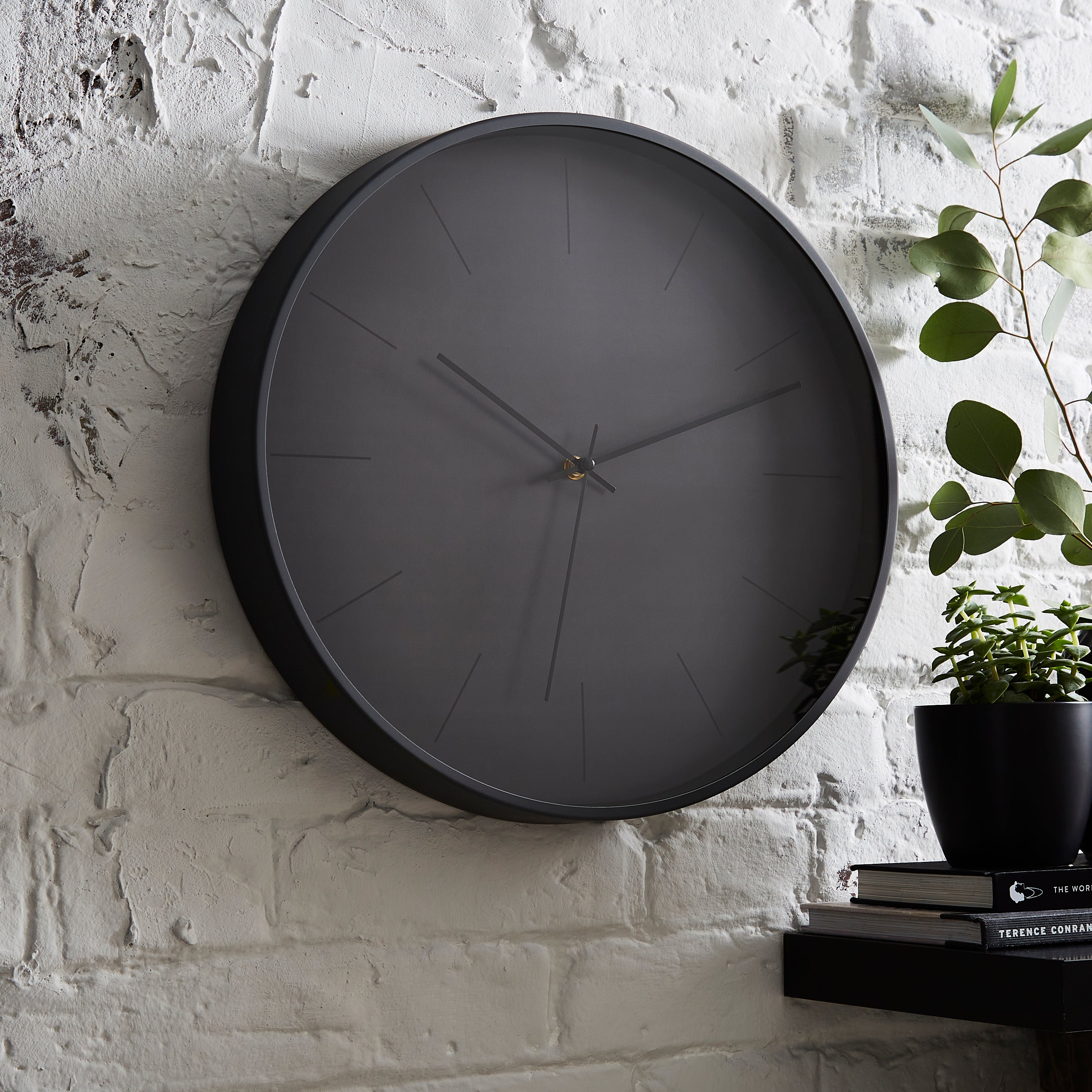Indoor Outdoor Aluminium Pewter Clock 40cm Dark Grey