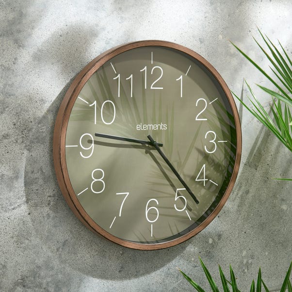 Elements Olive Walnut Indoor Outdoor Wall Clock image 1 of 5