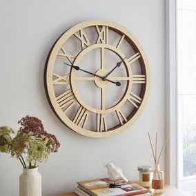 Wooden Effect Skeleton Wall Clock