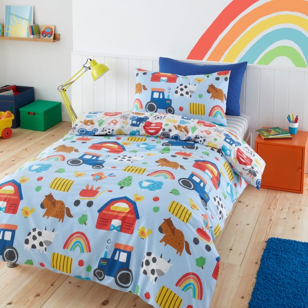 Farmyard Blue Duvet Cover and Pillowcase Set  undefined