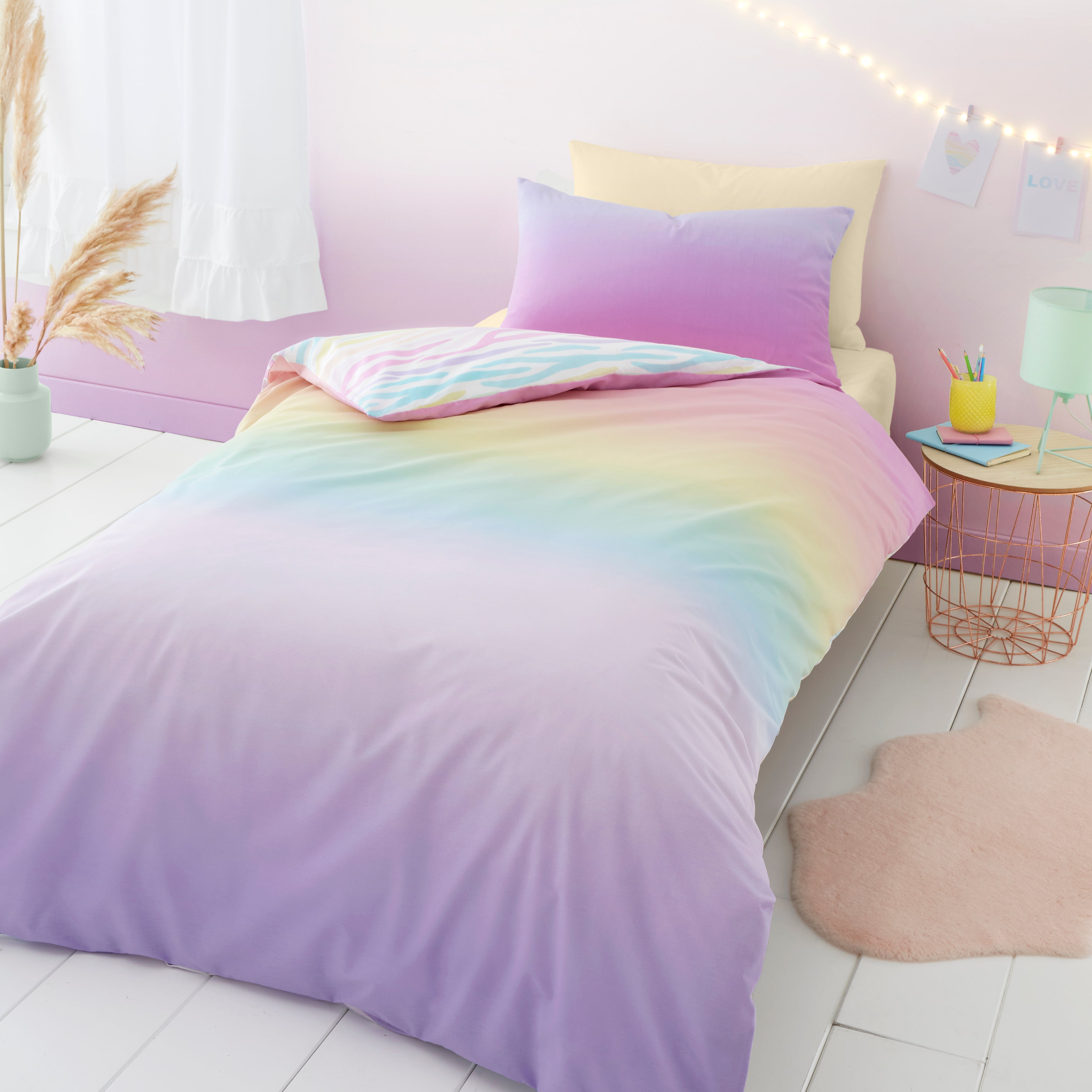 Rainbow Ombre Duvet Cover and Pillowcase Set