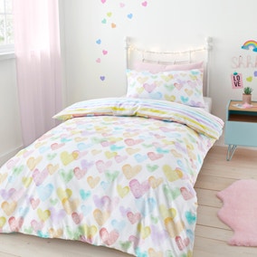 Rainbow Hearts Duvet Cover and Pillowcase Set