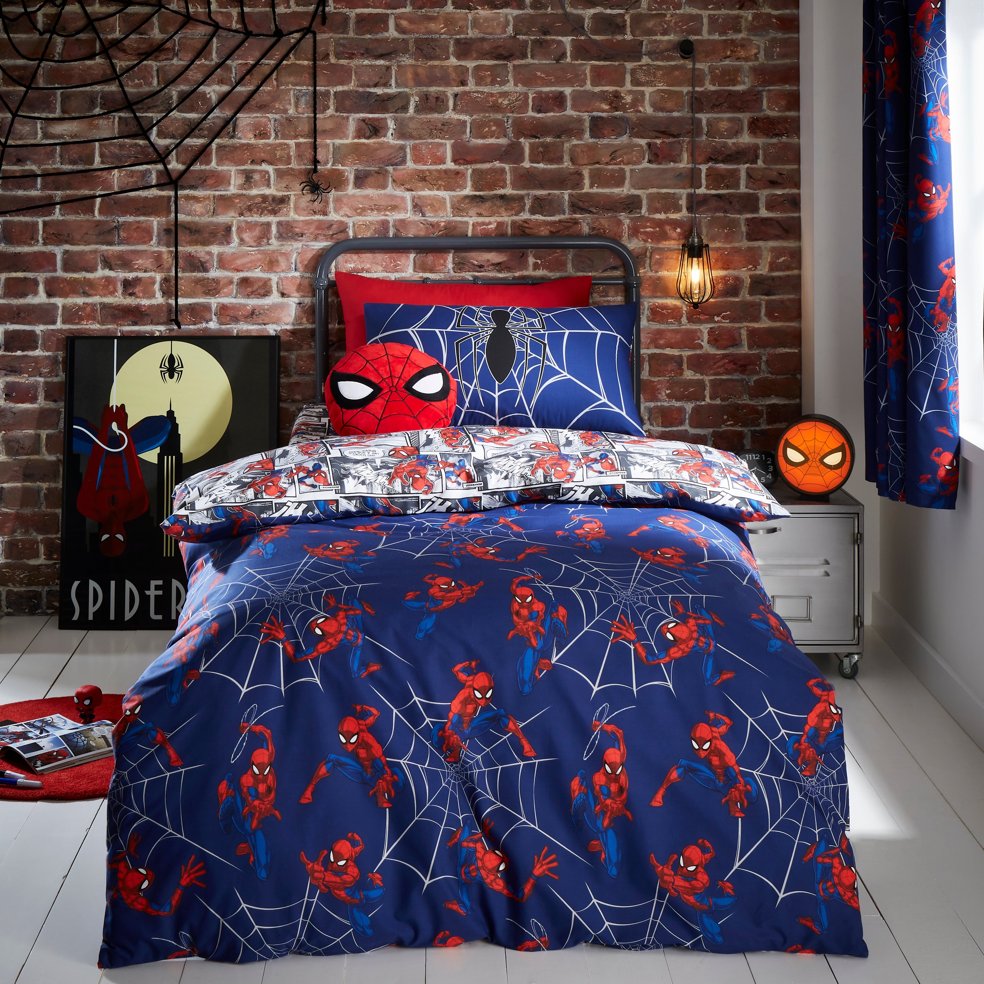 Marvel Spider Man Navy Duvet Cover And Pillowcase Set Navy