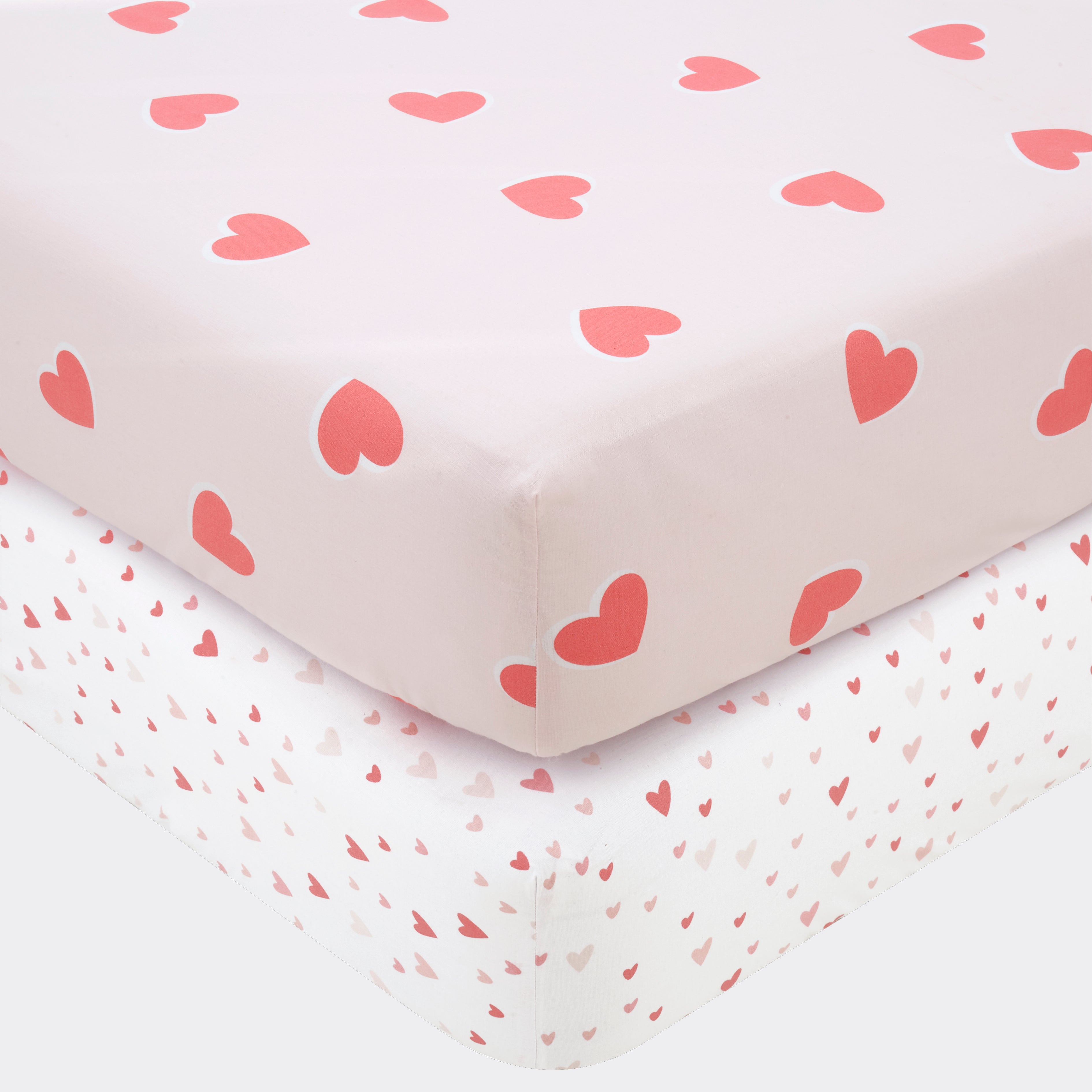 Pack of 2 Love Hearts Fitted Sheets