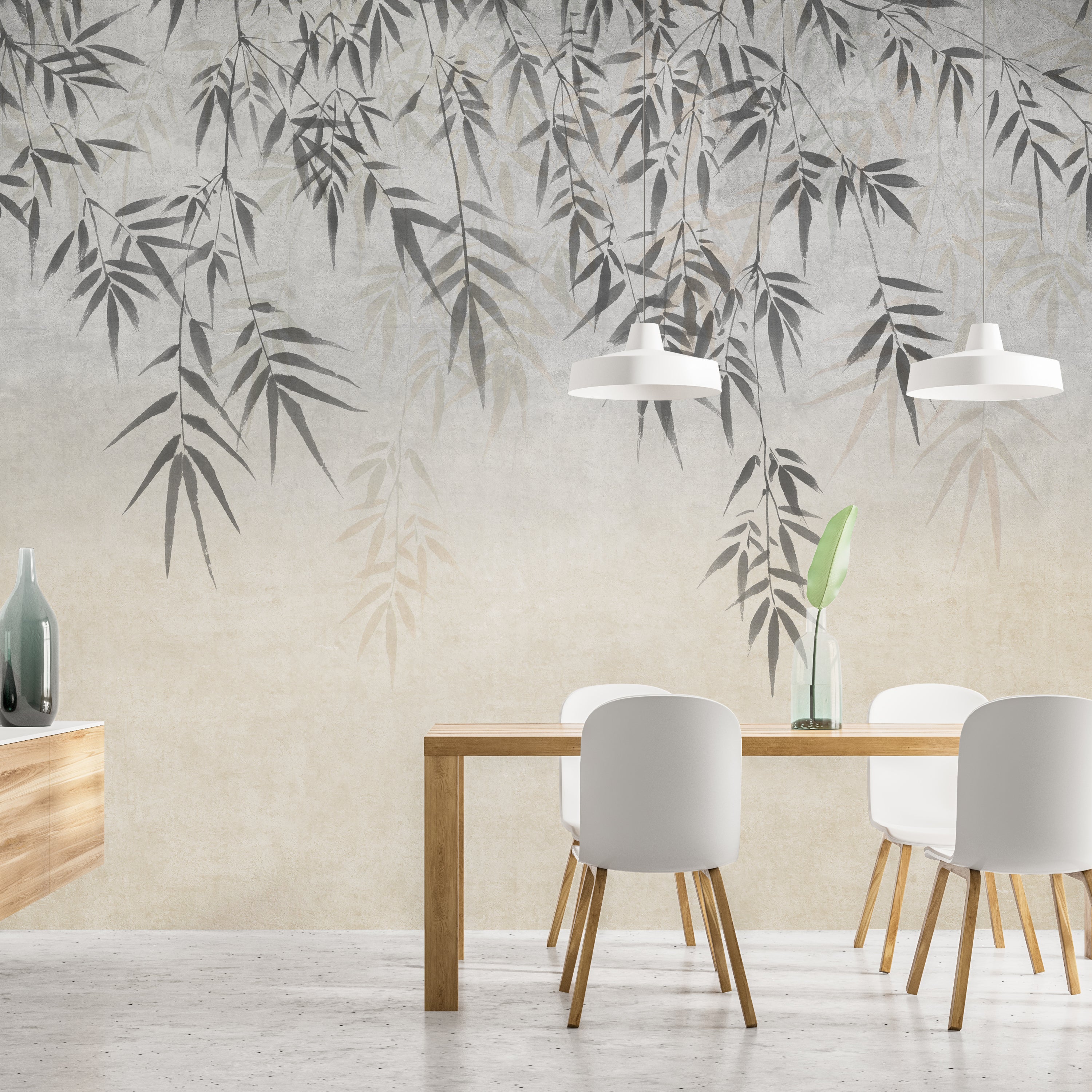 Ombre Leaf Mural | Dunelm