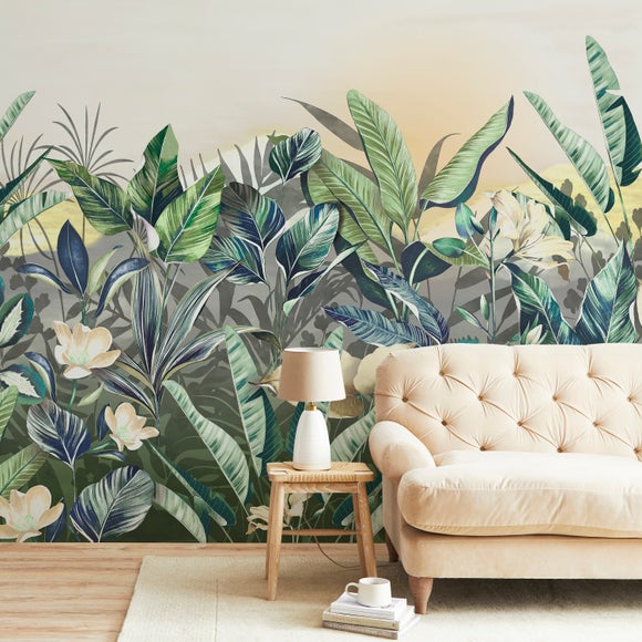 Bedroom With An Image Of A Jungle Mural Background 3d Modern Canvas Art Mural  Wallpaper With Dark Blue Jungle Forest Hd Photography Photo Background  Image And Wallpaper for Free Download