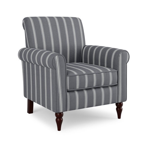 Aldridge Self Assembly Folkstone Stripe Armchair Charcoal Dunelm