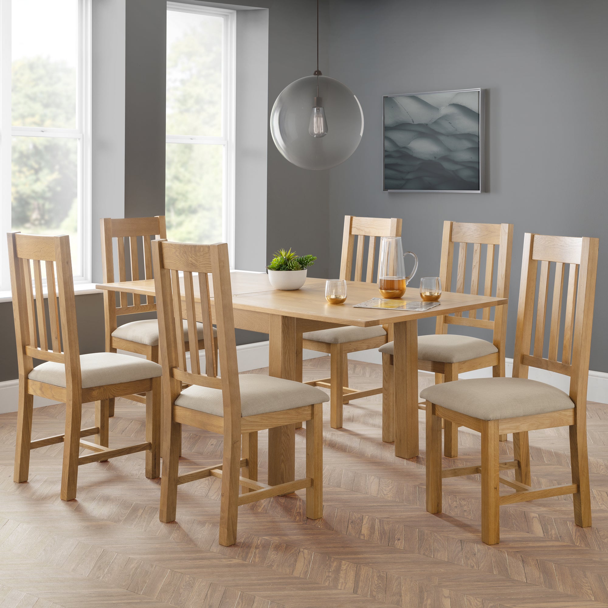 Astoria Square Flip Top Dining Table With 6 Hereford Chairs Solid Oak Light Oak