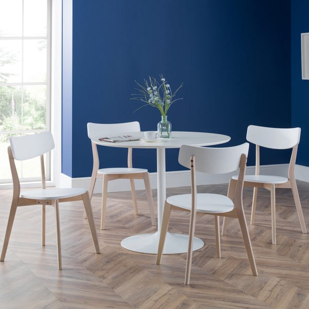 Blanco 4 Seater Round Pedestal Dining Table, White image 1 of 5