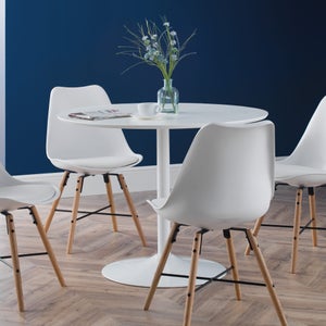 Blanco 4 Seater Round Pedestal Dining Table- White