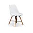 Blanco Round White Pedestal Dining Table with 4 Kari Dining Chairs White