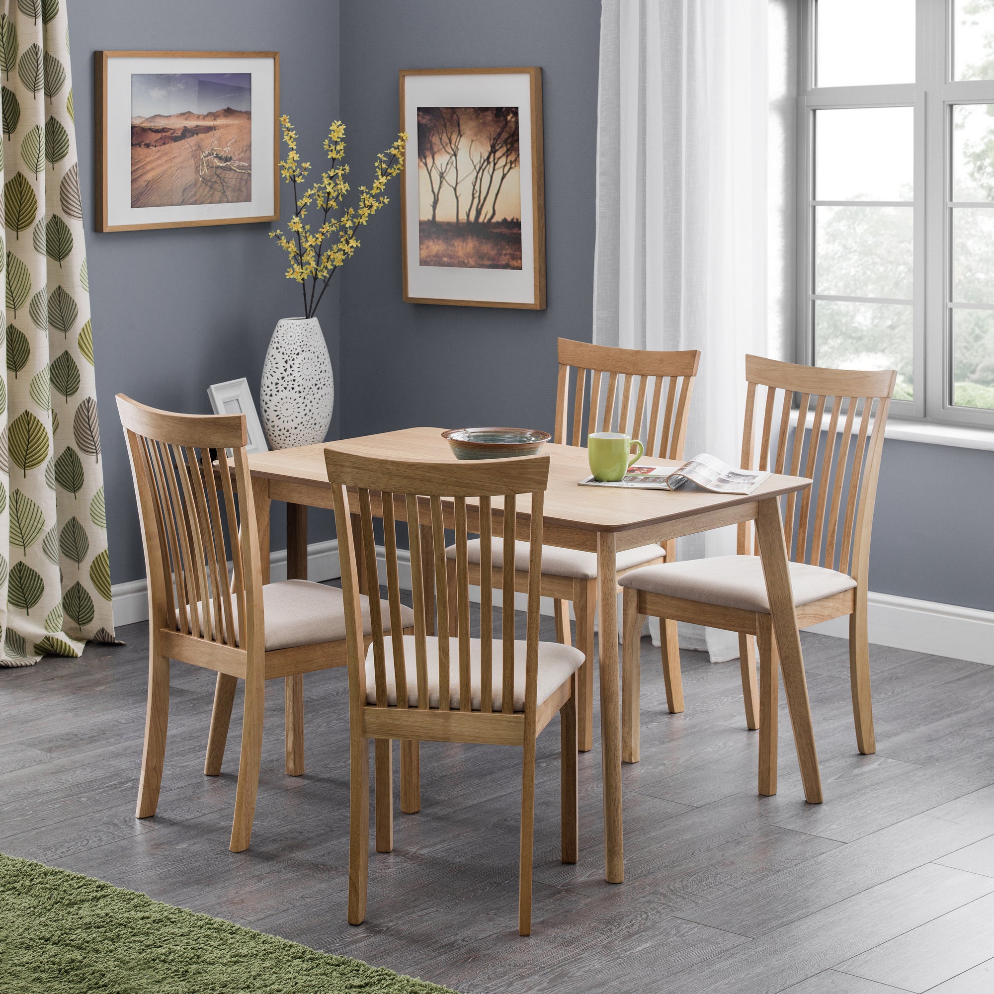 Boden Rectangular Dining Table With 4 Ibsen Chairs Oak Veneer Brown