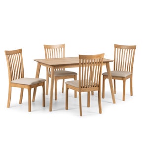 Boden 4 Seater Rectangular Dining Table With 4 Ibsen Chairs- Oak Veneer