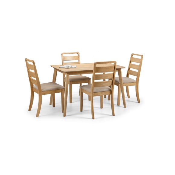 oak veneer dining table and 4 chairs