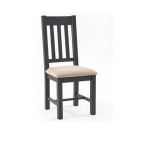 Bordeaux Set of 2 Dining Chairs, Dark Grey Faux Linen