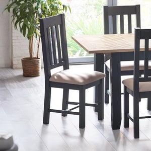 Bordeaux Set Of 2 Dining Chairs- Dark Grey Faux Linen