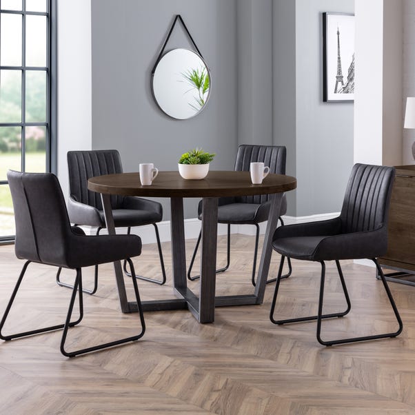 Brooklyn 4 Seater Round Dining Table, Oak image 1 of 3