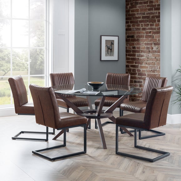 Industrial leather dining discount chairs