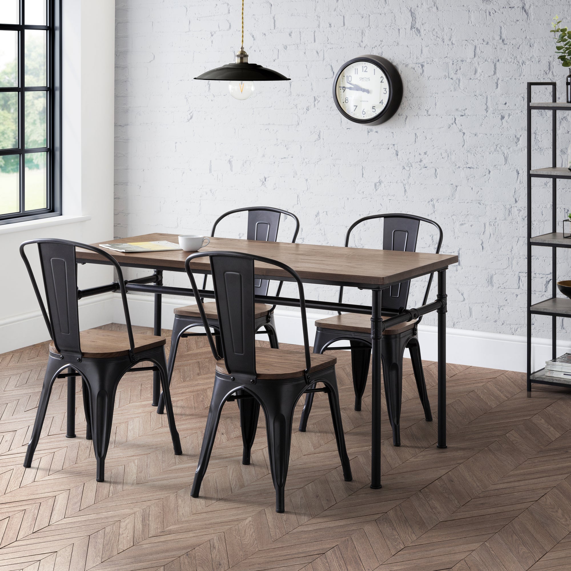 Carnegie Rectangular Dining Table with 4 Grafton Chairs, Brown