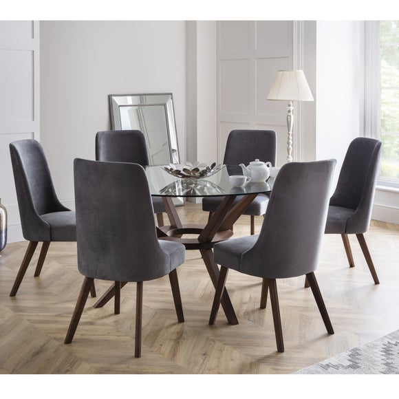 Glass top dining online table with 6 chairs