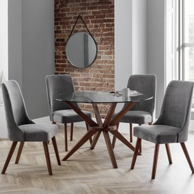 Chelsea Round  Glass Top Dining Table with 4 Huxley Chairs