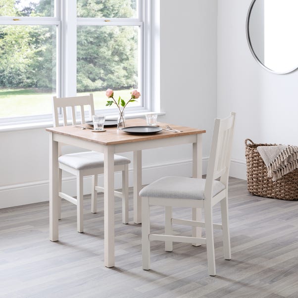 Coxmoor 4 Seater Square Dining Table, Off White Solid Oak image 1 of 7