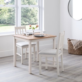 Coxmoor 4 Seater Square Dining Table, Off White Solid Oak