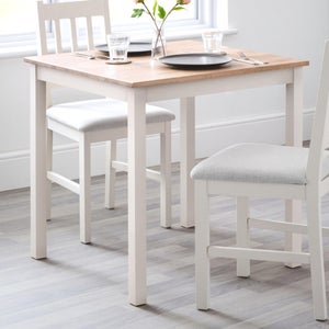 Coxmoor 4 Seater Square Dining Table- Off White Solid Oak