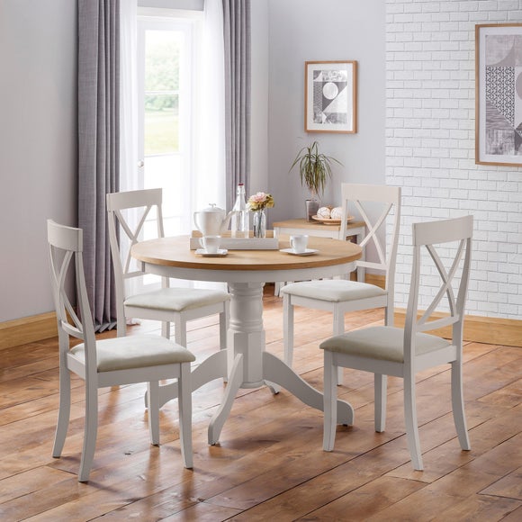 Cream pedestal outlet dining table