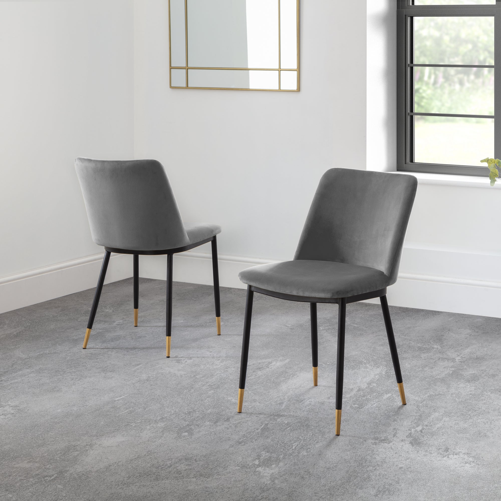 Delaunay Set Of 2 Dining Chairs Velvet Grey