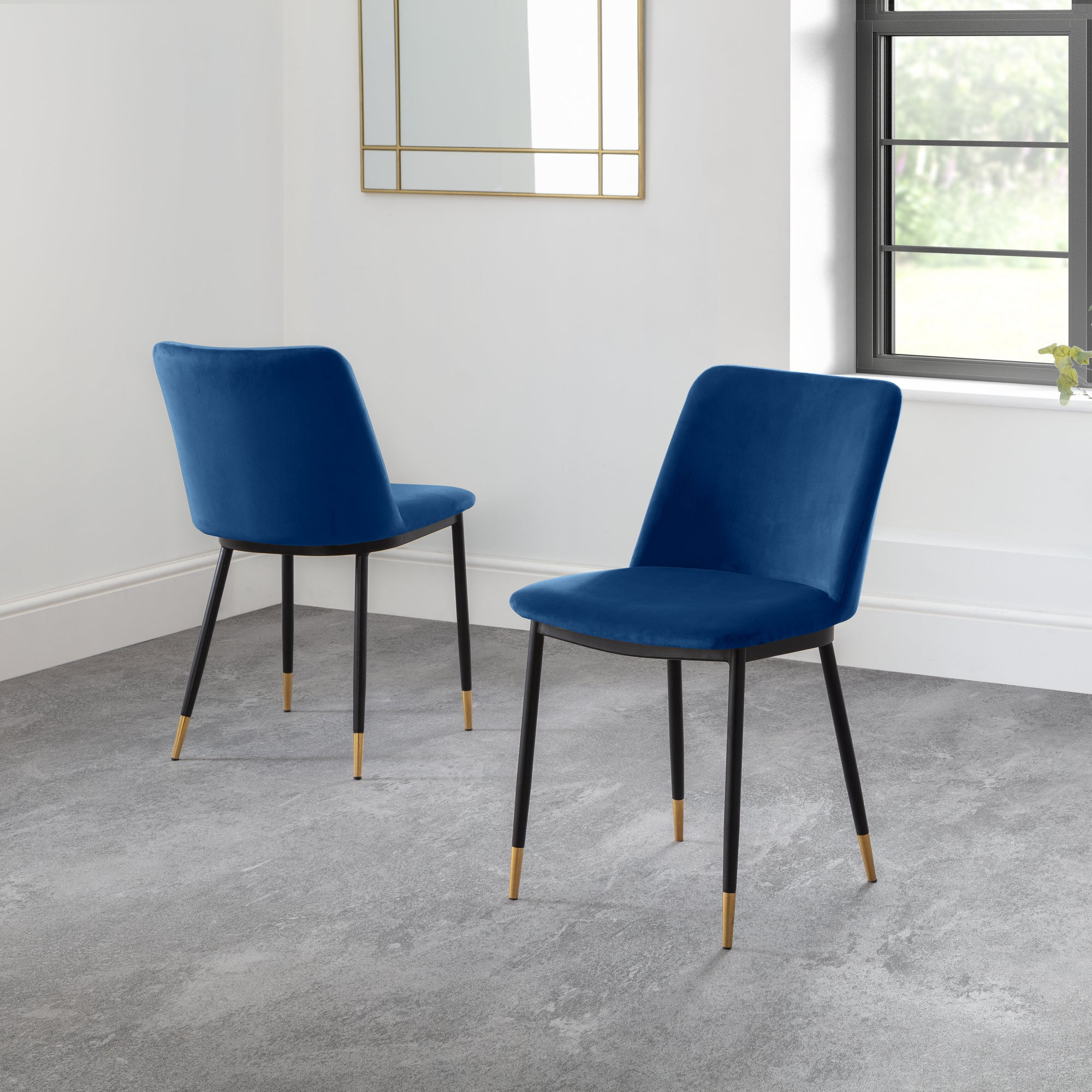 Delaunay Set Of 2 Dining Chairs Velvet Blue